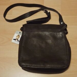 Wilson Chocolate Brown Pebbled Leather Crossbody Multi-Pounch Hand Bag / Purse